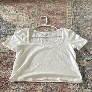 White Square Neck Crop Top